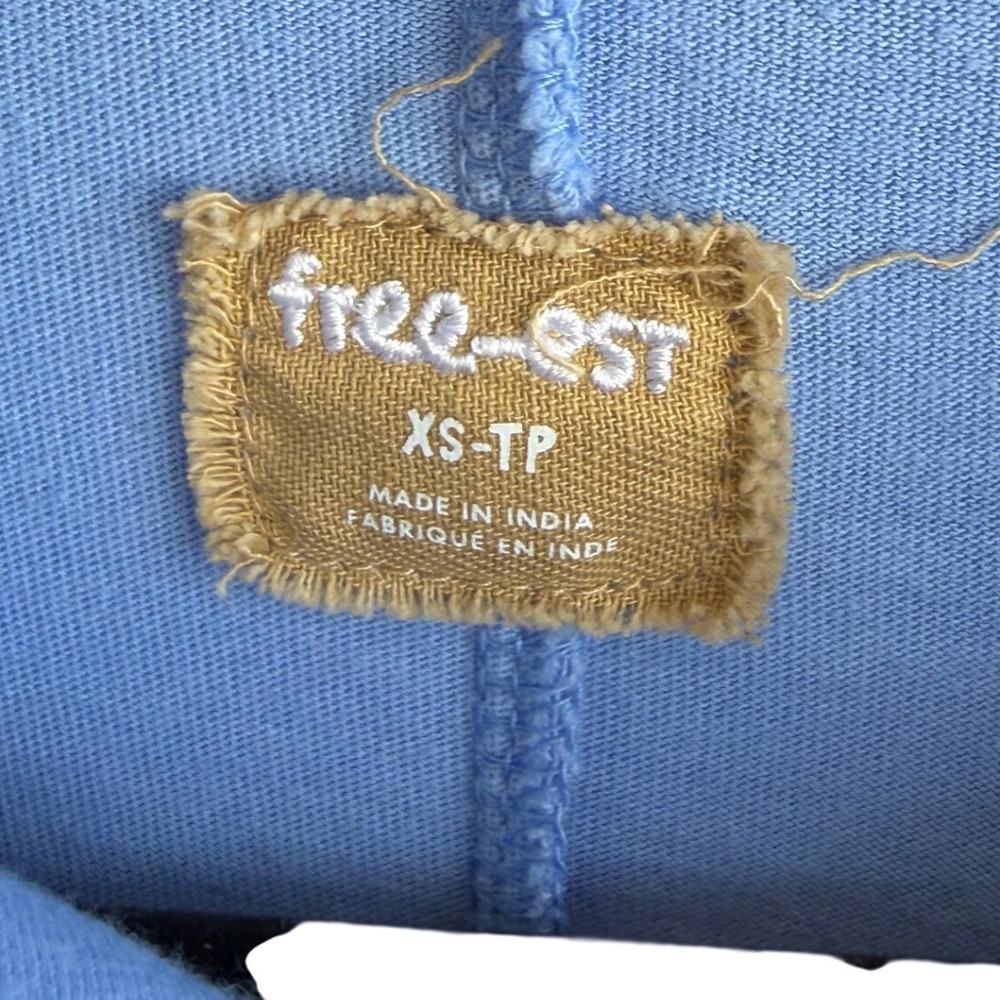 Free‎ People Free-est Blue Polo Maxi Dress Short Sleeve Side Slits XS Effortless - Picture 2 of 5